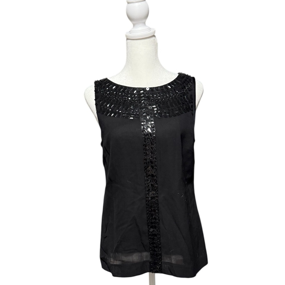 Tory Burch Black Embellished Lined Sleeveless Blouse-6